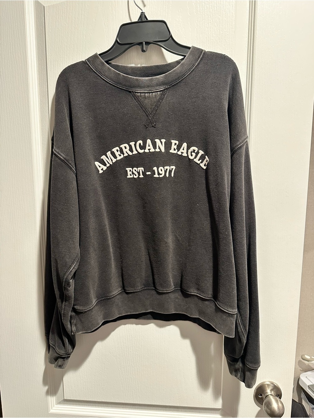 American Eagle Outfitters Women’s Charcoal Crewneck Sweatshirt - XS oversized